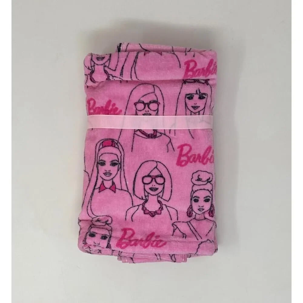 Pink Barbie Girls Hand Towels - 100% Cotton - Soft & Stylish Set of 2 New